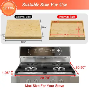 Bamboo Wood Stove Top Cover and Cutting Board Multi-Purpose Bamboo Sink Cover RV Stove Top Cover Space-Saving Noodle Board Stove Cover Counter Space Top Covers for Electric Stove and Gas Stove NEW