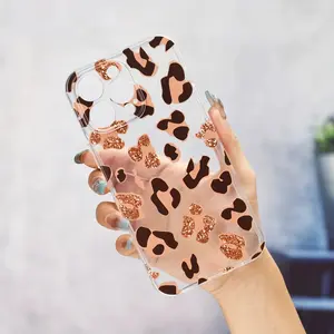 A Gold Leopard Print Personalized Pattern Transparent Full Cover TPU Phone Case, Suitable for iPhone 17 Air/16 Plus/15 Pro Max/14 Pro/13/12/11/XS Max/X Phone Case, Ideal Gift for Family, Friends, Lovers, Girlfriends, Best Choice for Holiday Gifts TMZB102