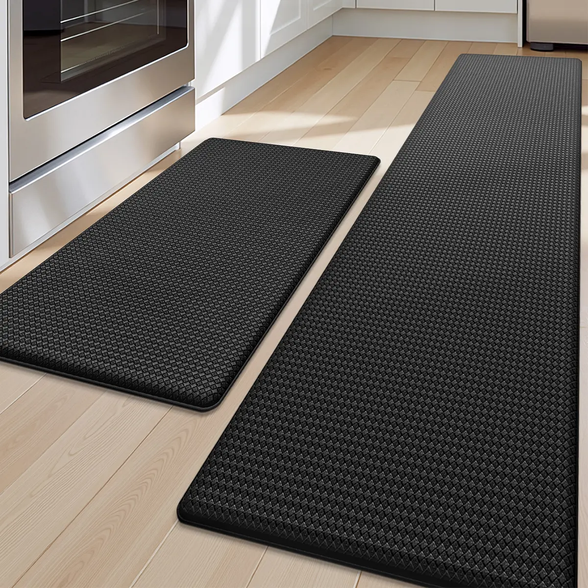 LUMIRUGS Anti-Fatigue Kitchen Rugs Set 2-Piece Cushioned Non-Skid Waterproof Comfort Mat for Standing 17"x29" & 17"x59" Memory Foam Ergonomic Design