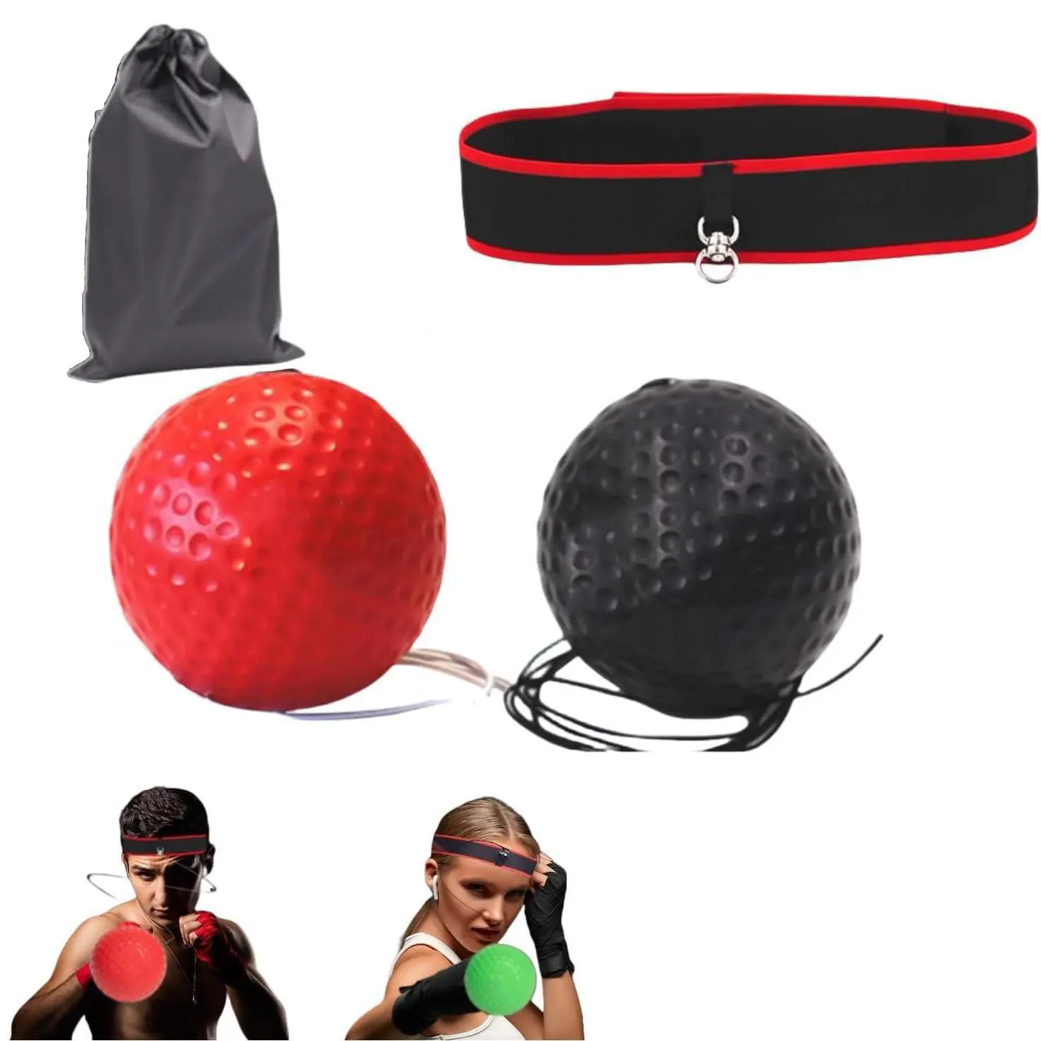 Boxbollen Interactive Boxing Reflex Ball Set - Adjustable Headband, PU Leather, 6-Month Durability Speed Trainer, 2 Spare Lines, Punch Workout Gear for Family Eye-Hand Coordination (Training Boxing Equipment), Interactive Boxing Trainer, 6 Months