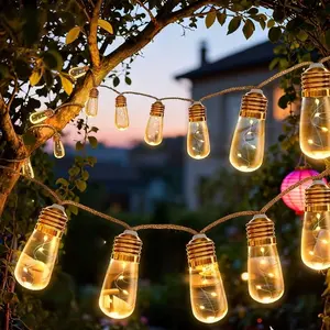 Solar Powered Outdoor String Lights, Rope Design, 8 Ambiance Modes, Ideal for Garden, Stage Lighting, Yard, Fence, Gutter Decorations