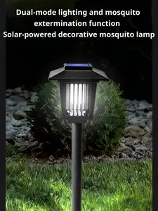 Outdoor Bug Zapper - Solar-Powered 2-in-1 Insect-Control Device with 4500v Grid, UV Light, LED, Built-In Light Sensor, Dual Mode, Waterproof Electric Fly Trap for Backyard, Camping (Sports & Outdoor Gear)