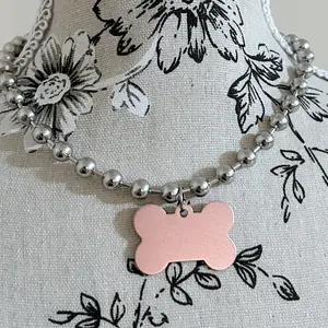 Bone Dog necklace: Pink