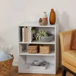 3-Shelf Bookcase with Adjustable Shelves, White