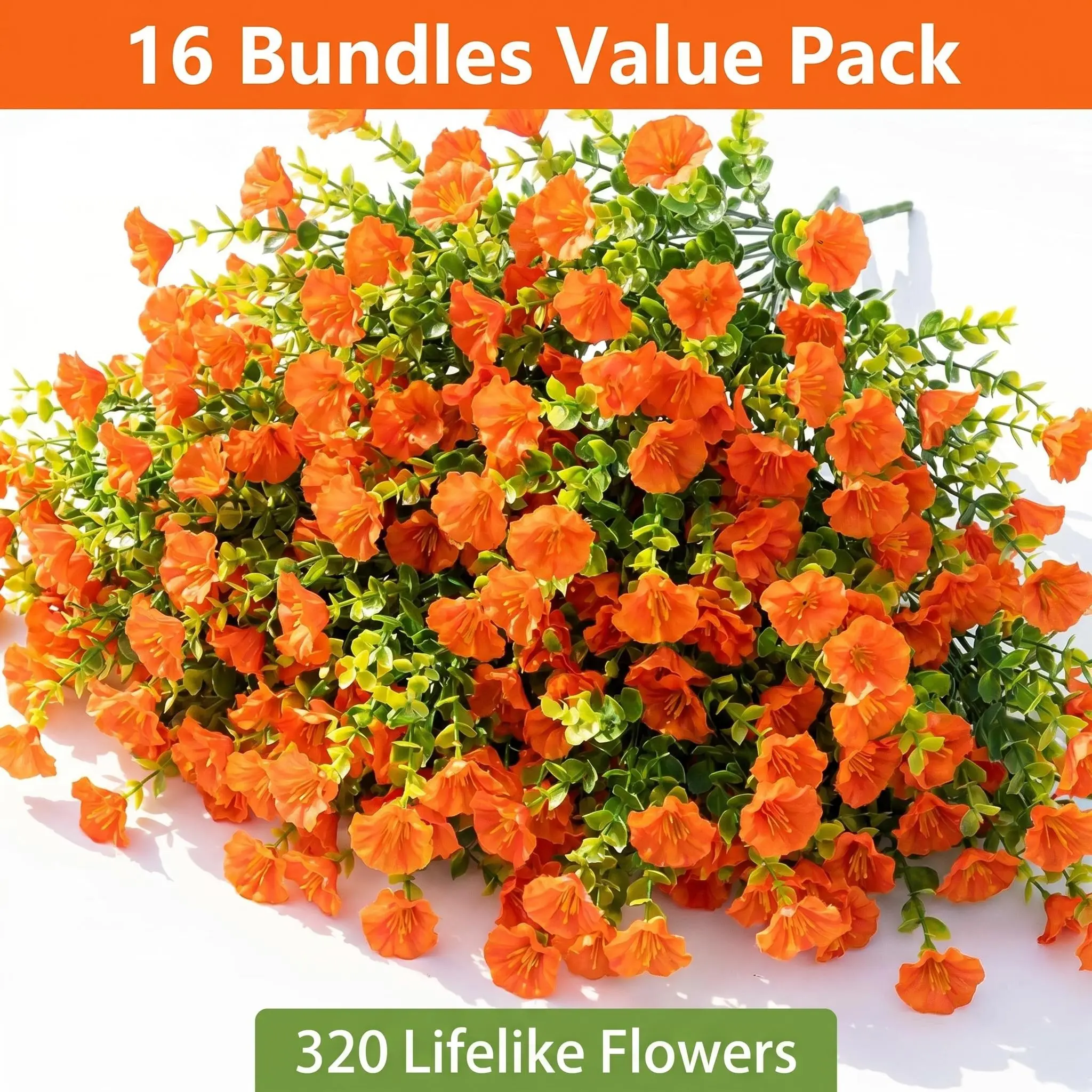 16-Piece UV-Fade Resistant Realistic Silk Morning Glory Artificial Flower Set, Assortment Set Artificial Mixed Floral Arrangements, Decorative Fake Flower for Outdoor Spring-Summer Home Decor, Front Door Porch Patio Planter Areas, Floral Decor