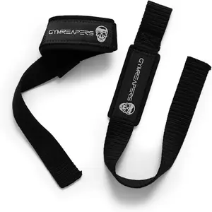 Gymreapers Lifting Wrist Straps for Weightlifting, Bodybuilding, Powerlifting, Strength Training, & Deadlifts - Padded Neoprene with 18 inch Cotton - Color (Black)