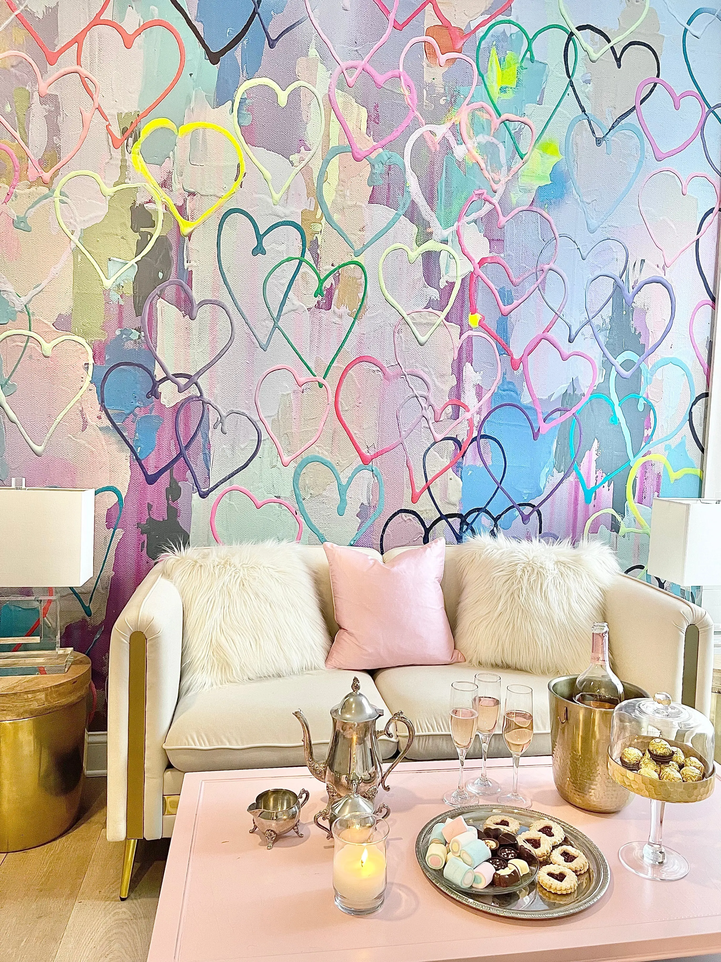 "Heart Flutter" Wallpaper | Oversized Wall Mural Design By Vivian Ferne
