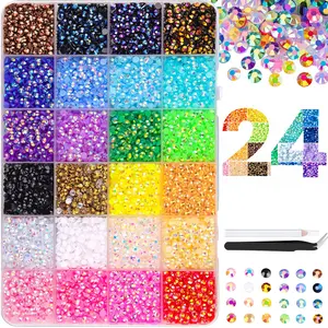 30000PCS 24Colors Rhinestones Jelly Synthetic Beads With Kit tools for Bedazzling, 3mm Multicolor Resin Flatback for Art, Bedazzler Kit for Crafting Book ShoesNail Art bedazzled