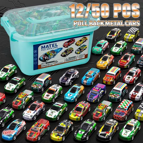 12/50PCS Mini Tin Pull Back Toy Cars for Kids Play Toy Race Cars Party Favors Teacher Prizes for Boys and Girls 2 to 5 Years Old gift