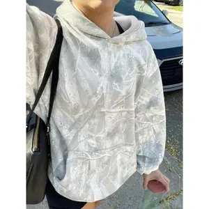 Women'sFallWinterVintageFashionHoodie,CamoLeafBranchAlloverPrint,ThickCasualLooseFitPulloverSweatshirt