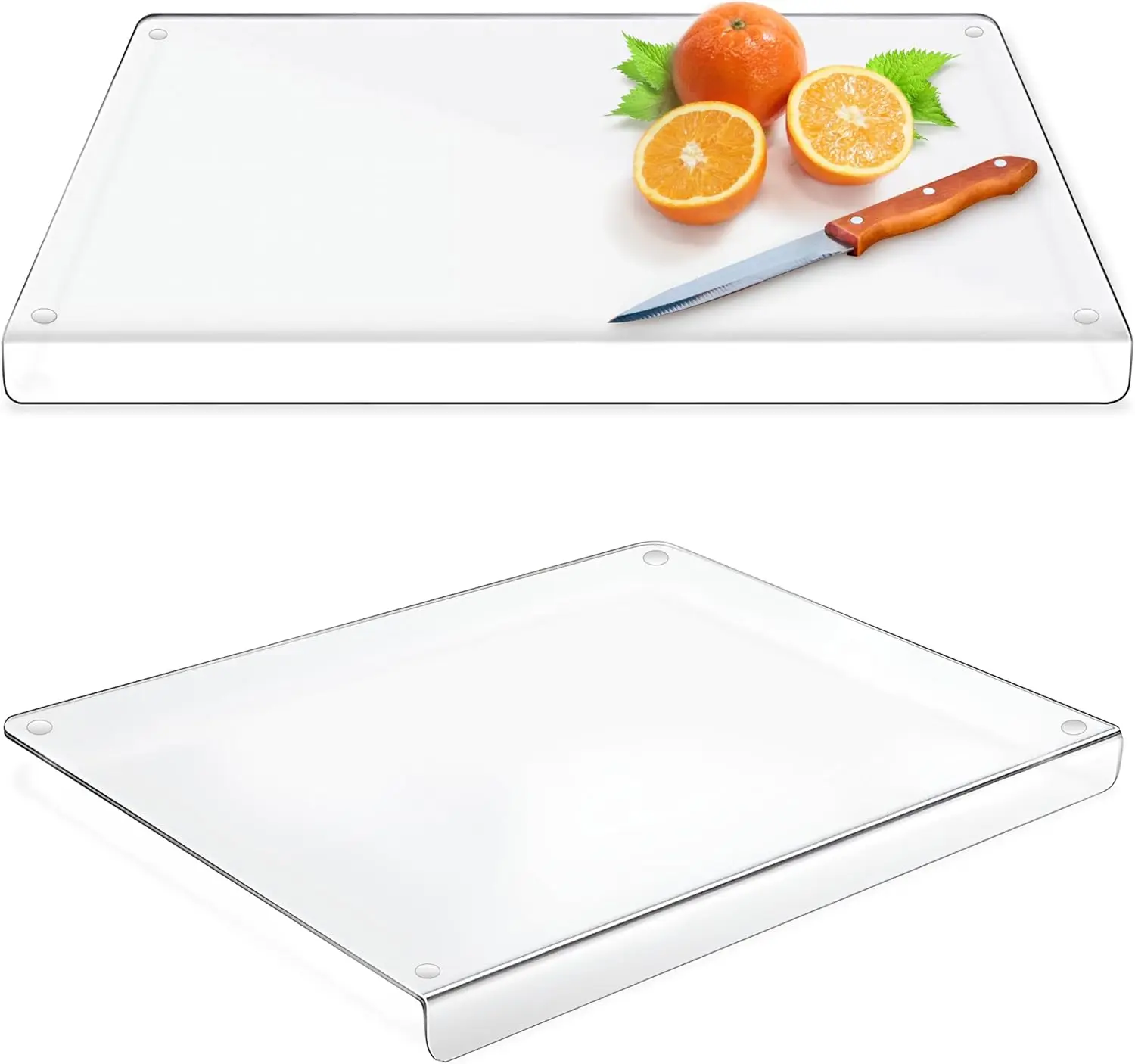 Acrylic Cutting Board with Counter Lip in Small, Large and XL, Clear Cutting Board with Lip for Countertop, Counter Protectors for Kitchen
