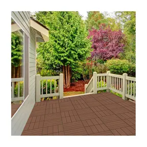 Pure Garden Patio Floor Tiles Set of 6 Wood/Plastic Deck Tiles