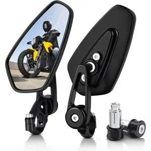 Motorcycle Mirrors - 7/8" (22mm) Bar End Rear View Mirrors Compatible with Most Honda Grom, Yamaha, Kawasaki, Ducati, Suzuki and More