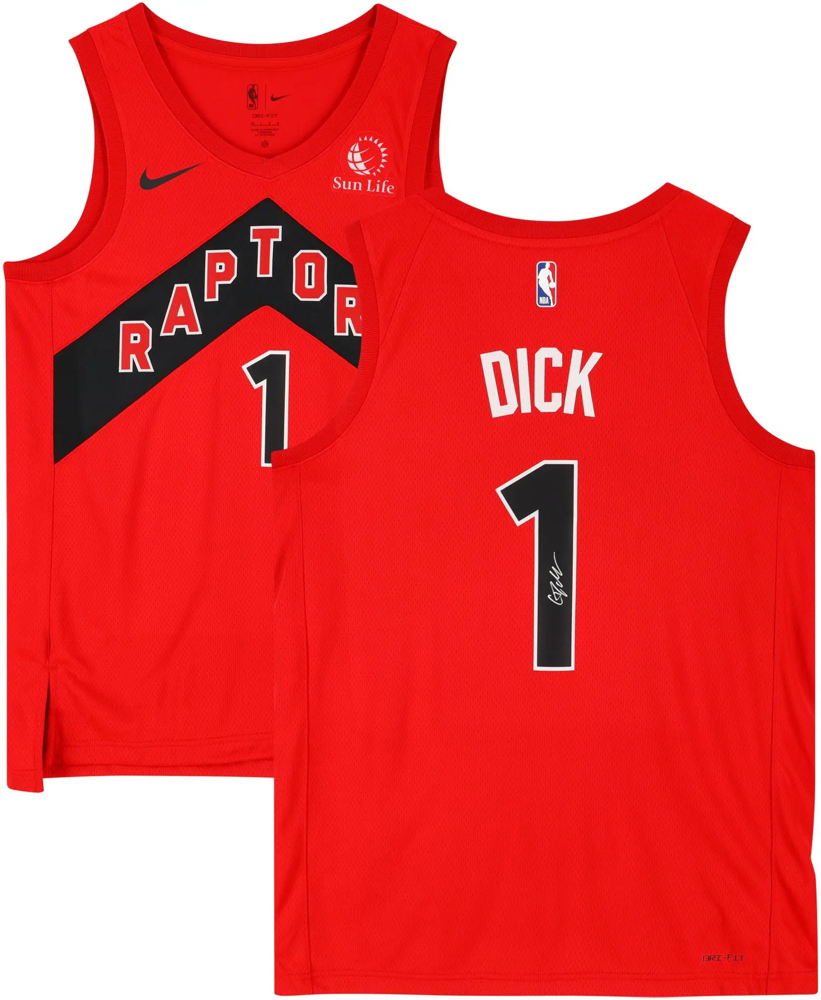 Gradey Dick Toronto Raptors Autographed Red Nike Icon Edition Swingman Jersey - Fanatics Authentic Certified