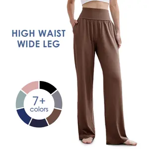 ESOFT Women's Wide Leg Pants High Waisted Lounge Soft Loose Yoga Pants with Pockets Comfy Elastic Cozy Sweatpants Outdoorfun