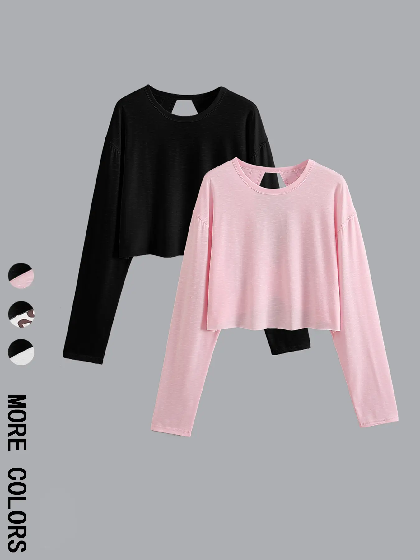 Women's Backless Long Sleeve Sports T-Shirt Set, Athleisure Tee, Backless Athletic Shirts, Loose Fit Casual Wear, Casual Workout Tops, Casual Sportswear, Athletic Apparel, Comfortable & Stylish Design, Perfect for Daily Activities, Athleisure Clothes