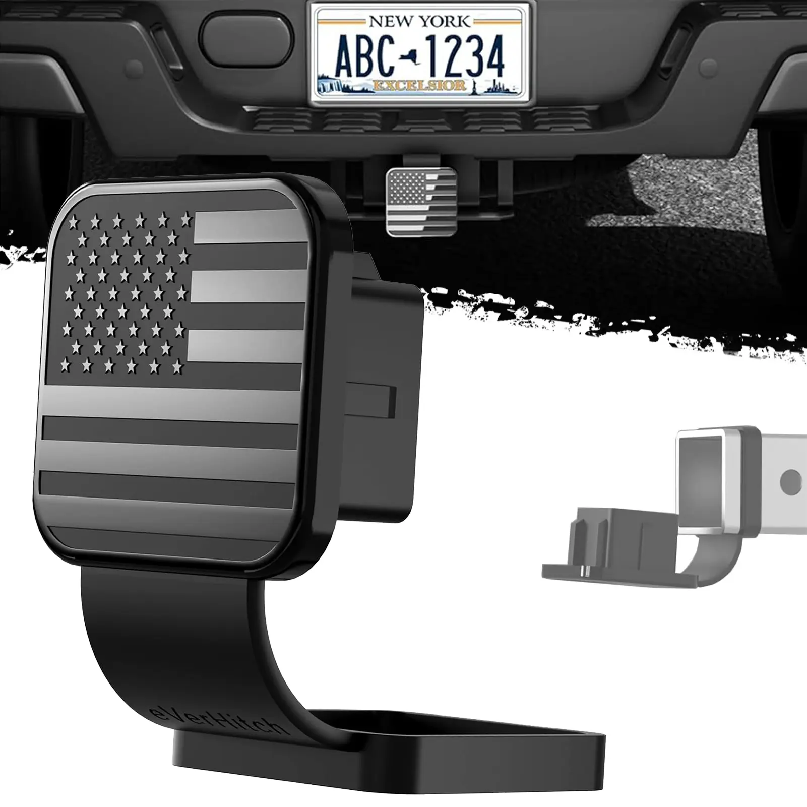 DIBMS USA American Flag Hitch Cover for 2 Inch Receivers - Trailer Hitch Cover Tube Plug Insert, Car Exterior Accessories for Trucks, Jeep, Tacoma, Ford, Chevy, GMC Dodge RAM & More