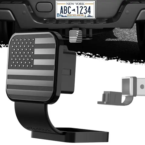 DIBMS USA American Flag Hitch Cover for 2 Inch Receivers - Trailer Hitch Cover Tube Plug Insert, Car Exterior Accessories for Trucks, Jeep, Tacoma, Ford, Chevy, GMC Dodge RAM & More