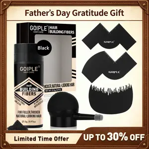 【Father's Day Gratitude Gift】Men's Hair Building Fibers Set -Instant Hair Thickening Powder Natural Haircare Styling for Fuller Looking Hair Fathersdaygift (Black) Love At First Find
