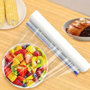 Plastic Wrap Dispenser with Built-in Cutter - Kitchen Organizer for Food Wrap, Aluminum Foil, Parchment Paper, 1-Touch Slide Cutter, Space-Saving Countertop/Drawer Storage Gadget