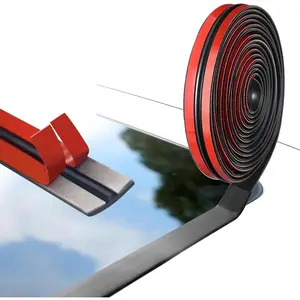 19 Foot  Windshield Rubber Seal, Universal Self Adhesive Automotive Weather Stripping, 19mm Wide- ,Cuttable T- Sunroof Cover Seal Rubber Trim, Rubber Seal Strip for   SUVs RVs