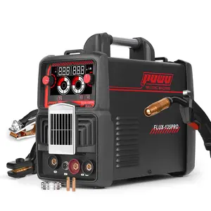 Puwu 135A 110V MIG Welder,Flux Core Welder with Flux MIG/Lift TIG/Stick 3-in-1 IGBT Inverter LED Digital Display Gasless Welder