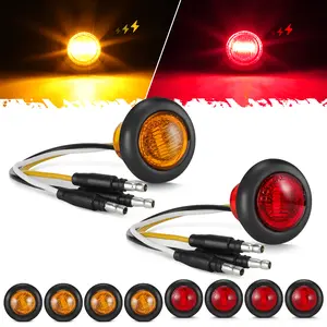Partsam 3/4 Inch Dual Function LED Lights - Strobe + Marker, [DOT Approved] 12V Waterproof Side Clearance/Turn Signal Lights for Trailers, Trucks, Vans, RVs, ATV & Buses(5Pcs Amber + 5Pcs Red)