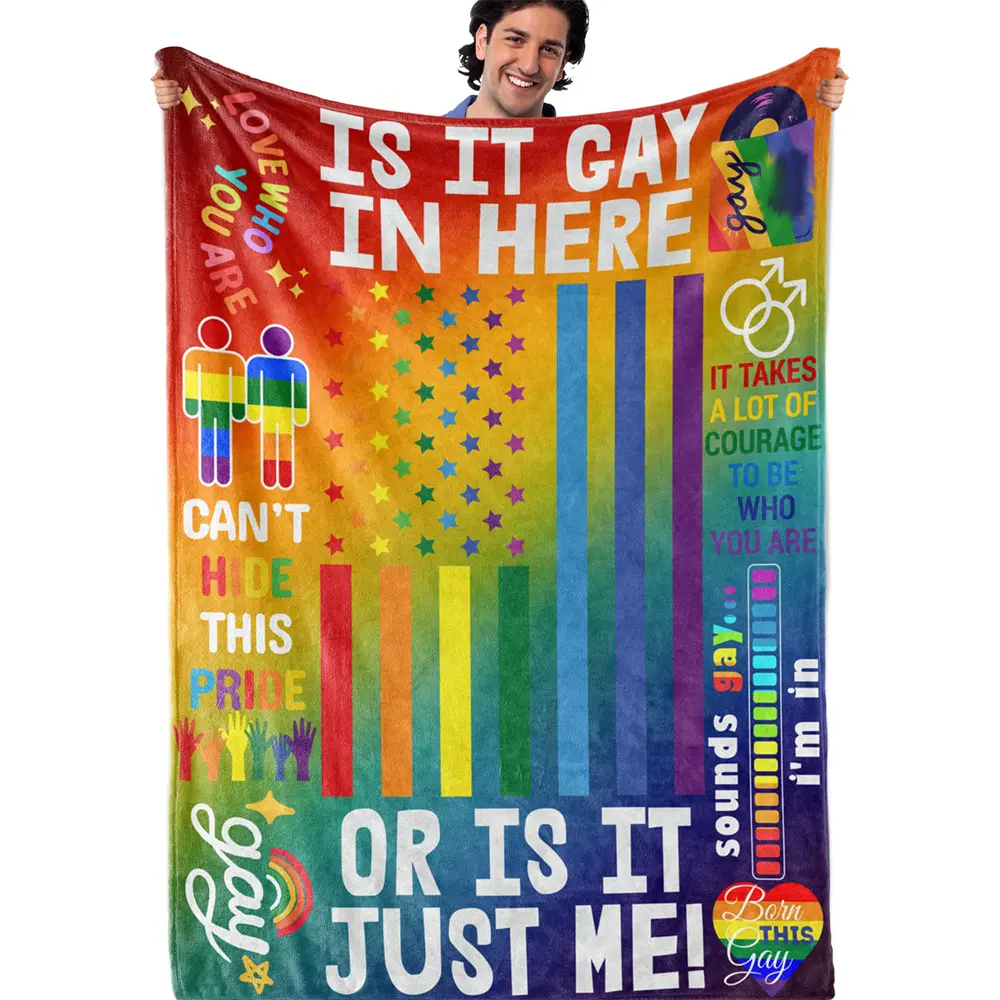 LGBTQ Blanket, LGBT Gifts for Gay, Lesbian, Transexual, Friends, Besties, Gay Pride, Rainbow, Soft Throw Blanket, Gay, Size：30x40 40x50 50x60 60x80 Inches