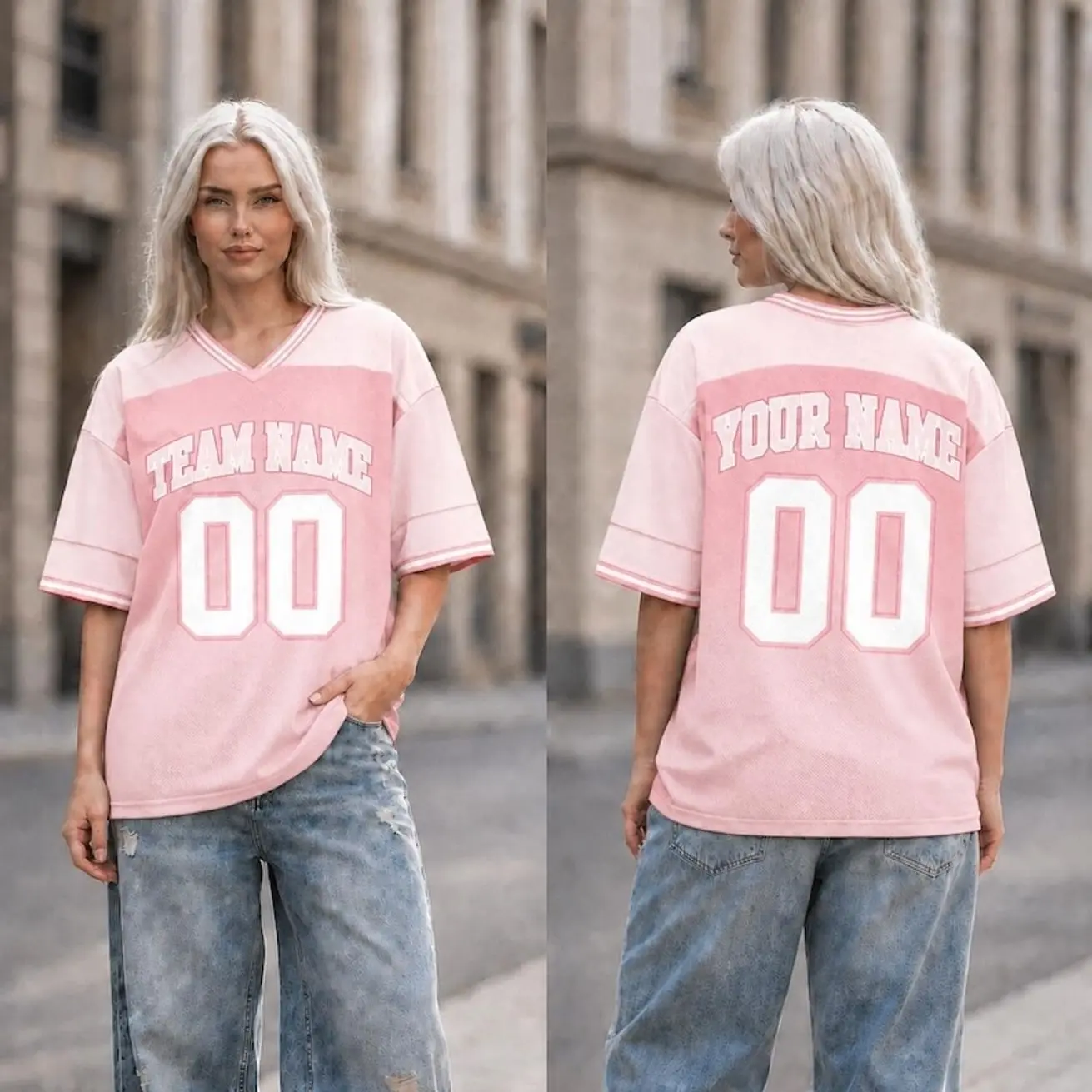 Custom Football Jersey Shirt, Personalized Team Name Jersey, Game Day Oversized Tee, Custom Name Number Shirt, Sports Fan Football Jersey