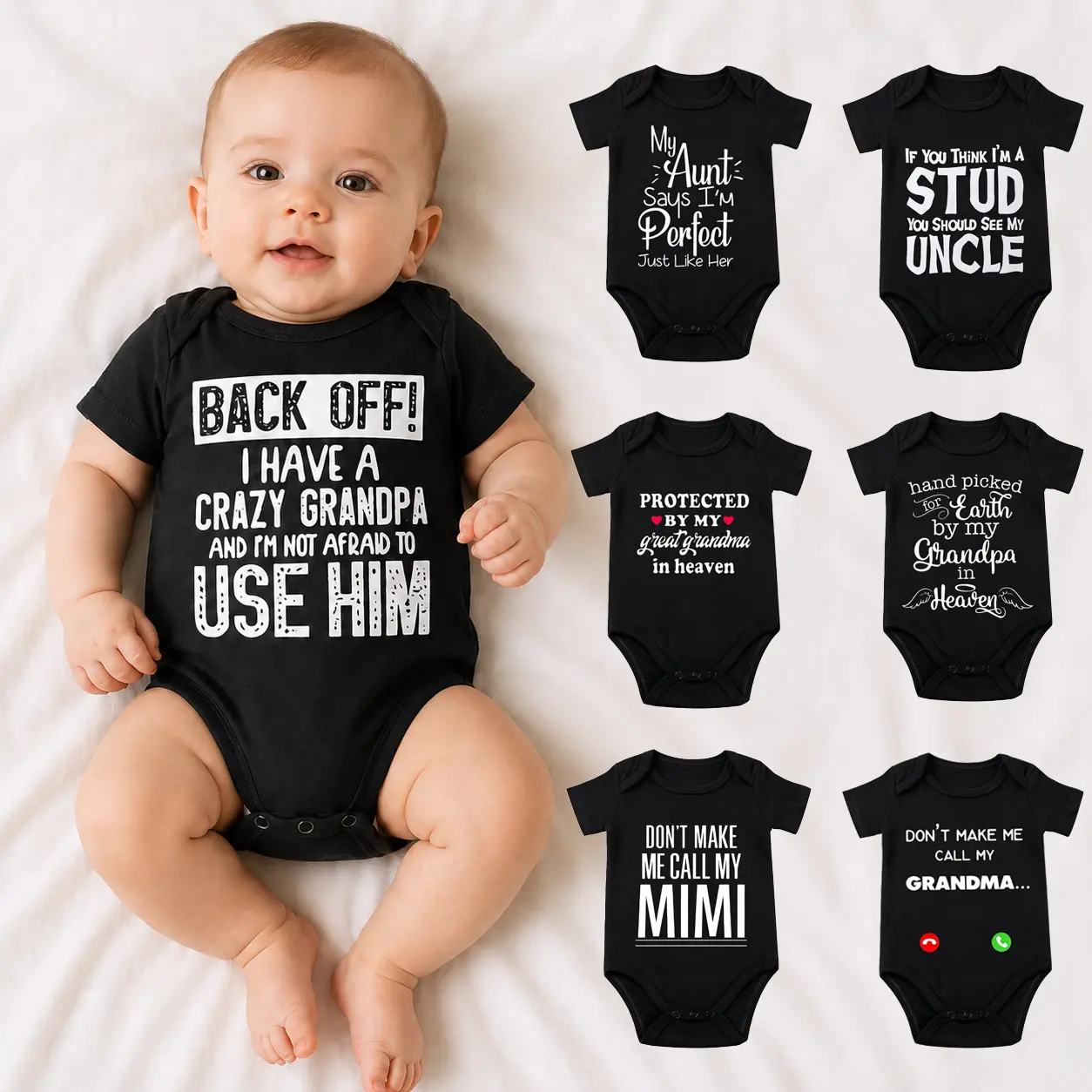 Funny  Bodysuit Romper, Short Sleeve Newborn Infant One Piece Outfit for Boys Girls, Cute Family Saying  Clothes,  Shower Gift, Photo Prop for Papa Grandma Grandpa Aunt Uncle Classic Girl Bodysuit