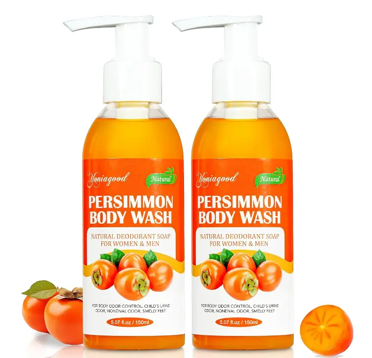 2 PCS Persimmon Body Wash for Strong Odor Control, Natural Eliminator | Persimmon Soap Bar Old People Smell Remover, Smelly Feet Deodorant Body Odor, Body Wash Gel for Women & Men