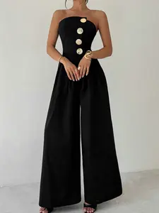 New Elegant Women's Party Jumpsuit, High Waist Strapless, Casual Comfortable Loose Fit, Sexy Halter Neck, Suitable for Formal Occasions, Wedding