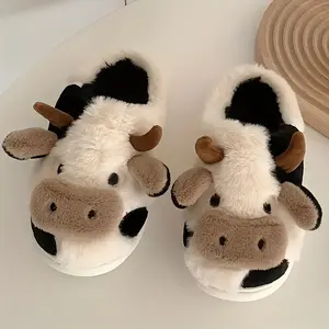Women Men Cozy Cow Slippers for Indoor Outdoor Slippers Comfort Cute Animal Winter Shoes Springfresh