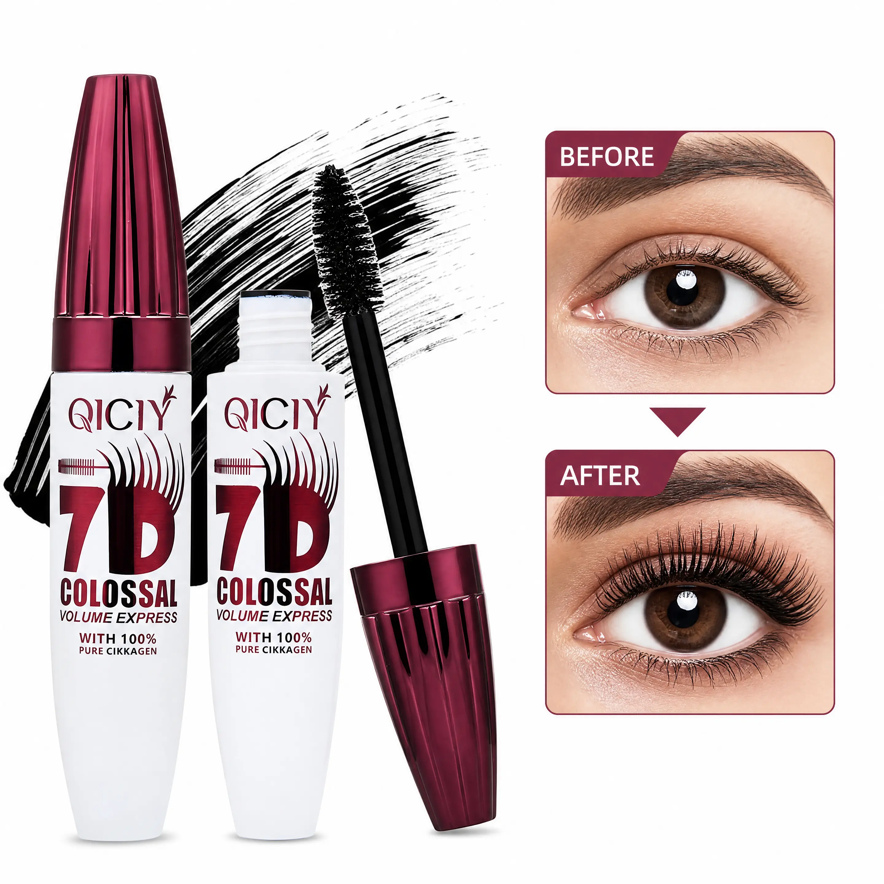 Voluminous Lengthening Waterproof Mascara - Curling, No-Clump, Long-Lasting Cosmetic for Sensitive Eyes, Single Item Waterproof Wear Makeup Product, Party Gift (Festive & Party Supplies)