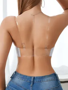 Women's Strapless Underwire Lace Backless Bra,Push Up Invisible Medium Support,Multiway Detachable Straps Breathable Lace, Cross back,Daily Wear Backless, Chic
