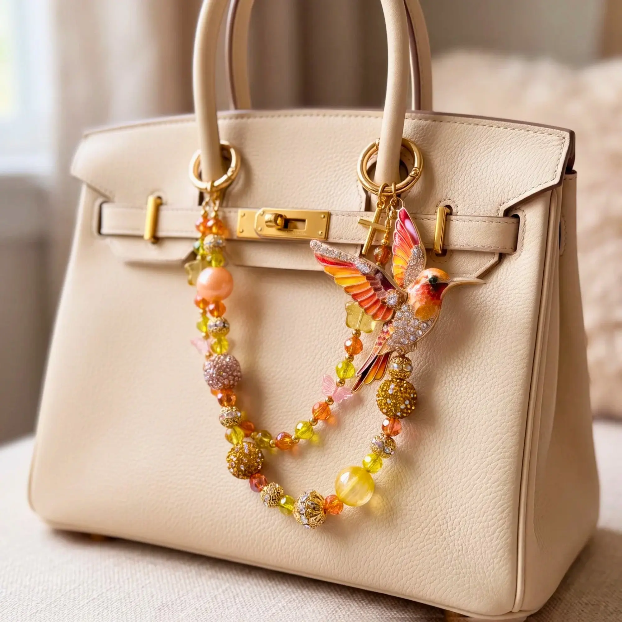 Butterfly & Nature Bag Charm | Butterfly Purse Charm & Beaded Handbag Accessory