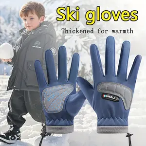 1-Pair Kids Ski Gloves - Thickened Thermal Winter Gloves with Snowproof High Quality Grip, -Slip Palm & Wrist Strap Closure for Boys & Girls Ages 8-11 - Ideal for Skiing, Snowboarding, Snowball Fighting - Cold Weather Gloves for Outdoor Play (Hand Washabl