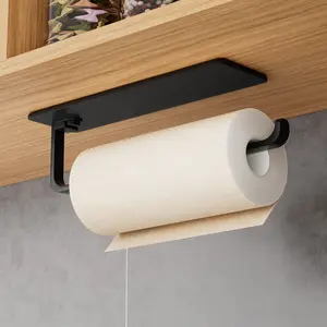 Metal tissue holder, a hanging type tissue holder designed to fit under cabinets, saving space. Made of sturdy plastic material, it is suitable for hanging towels in the bathroom, storing rolls of paper, cling film, tin foil Toilet Paper Holder
