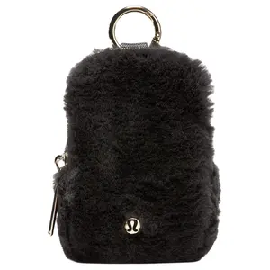 Lululemon Clippable Fleece Zipper Nano Handbag, Durable Pouch for Men and Women (Black, Gold)