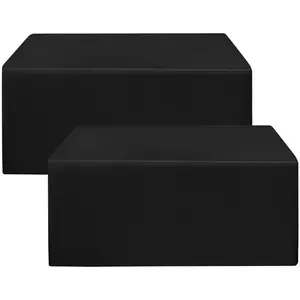 Fitted Black Tablecloths - 72 x 30 Inch - 2 Pack Rectangle Table Clothes for 6 Foot Tables, Table Cover for Trade Show, Craft Show, Parties, Birthday, Wedding