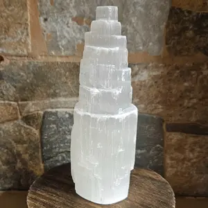 White Selenite Crystal Tower for Home Decoration or Spiritual Use - Natural Healing Properties & Calming Effect - Spiritual Growth Aid - Made of Natural Materials