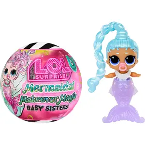 LOL Surprise Mermaids Makeover Magic Baby Sisters with Color-Changing Mermaid Tails and Shell-Inspired Display Ball, Collectible Dolls, Kids Ages 4+