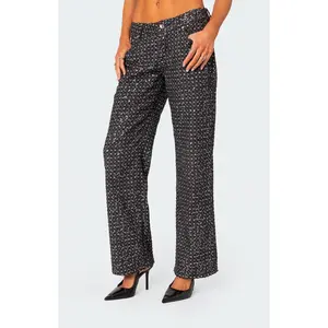 Edikted Women's Nyah Sequin Loose Fit Jeans