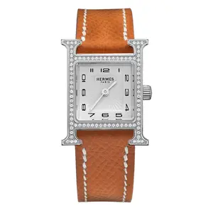 Hermès Heure H 21mm Stainless Steel Quartz Aftermarket Diamond Bezel W038915WW00 WHT027116
