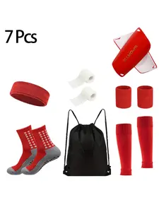Professional Football Socks Set, 1 Set Football Socks Leg Guards Headband Calf Socks Wristband Bandage Drawstring Bag Football Socks Cover, Sports Athletic Socks, Sports Accessories