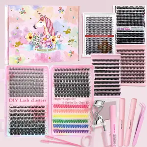 Individual False Eyelashes Kit, 1 Set Natural Curl Eyelashes, Eye Makeup Enhancement False Eyelashes for Women and Girls, Eyelash Clusters Diy False Eyelashes, Self Adhesive Eyelashes, Individual Eyelash Extensions, Fluffy Eyelashes Cluster