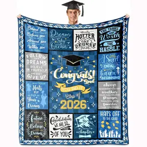 Graduation Gift Blanket, 2026 Graduation Gifts for Her Him, High School College University Master Degree, Home Office Travel Camping Essentials