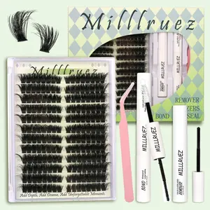 Beginner Friendly  Upgrade Eyelash Extension Kit  False Lashes (Cluster & Individual) with  Lash Bond & Seal for Instant Glam  WaterProof Lashes for For Girl  Eyelash Extension at Home Makeup  gift