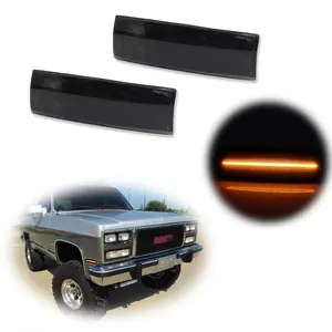 2PCS Smoked Amber LED Side Marker lamps Lights For Chevy S10 GMC Jimmy S15 Oldsmobile,Replace OEM 929918, 929917