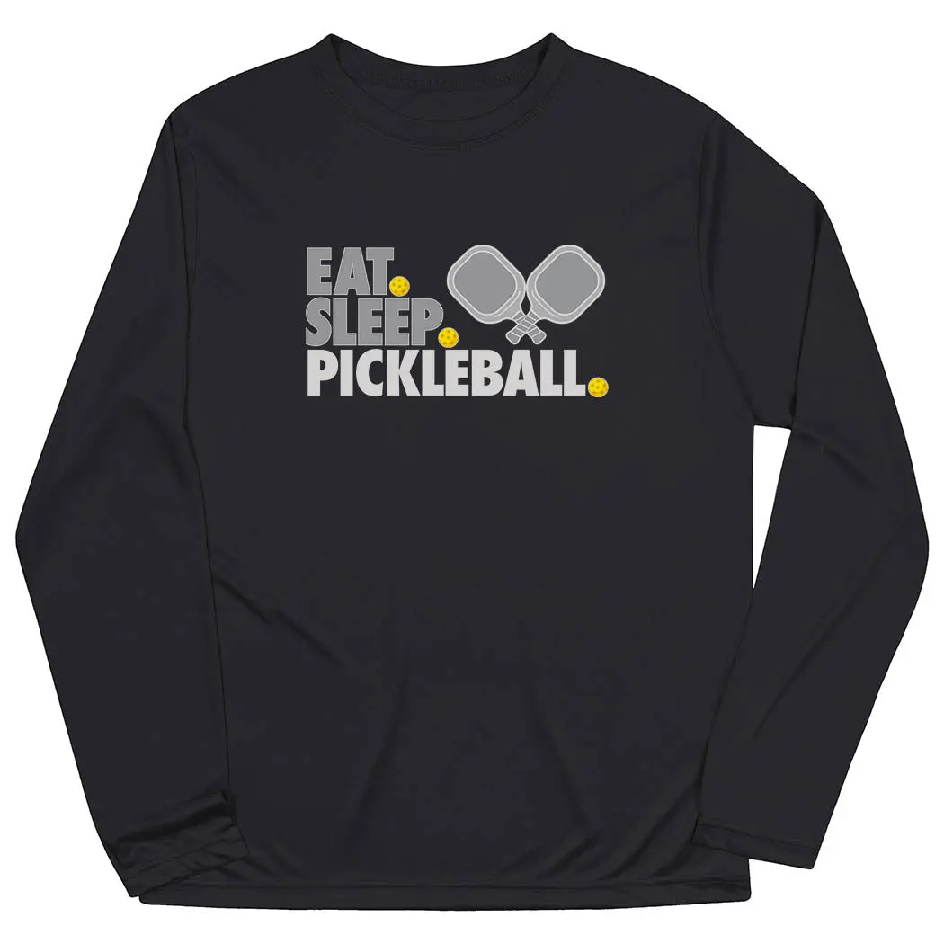 Pickleball Long Sleeve Performance Activewear Tee - Sporty Crew Neck Athletic Training Shirt for Pickleball Enthusiasts